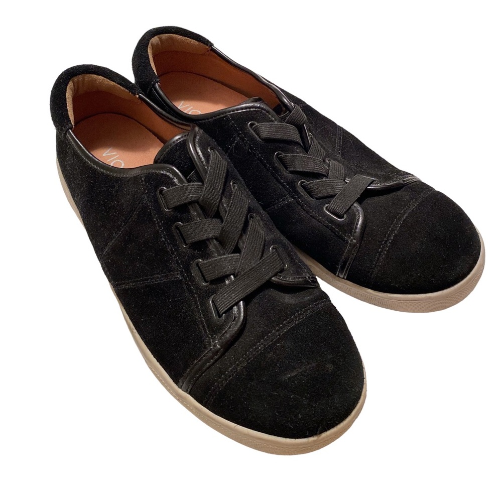 Vionic Black Jean Suede Elastic Lace Up Slip On Sneakers Size 8